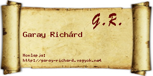 Garay Richárd névjegykártya